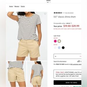 J crew khaki shorts 3.5